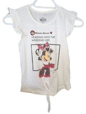 🐲3 FOR $9🦄Disney Minnie Mouse Weekend Ruffled Sleeve Tie Waist Shirt Top Tee